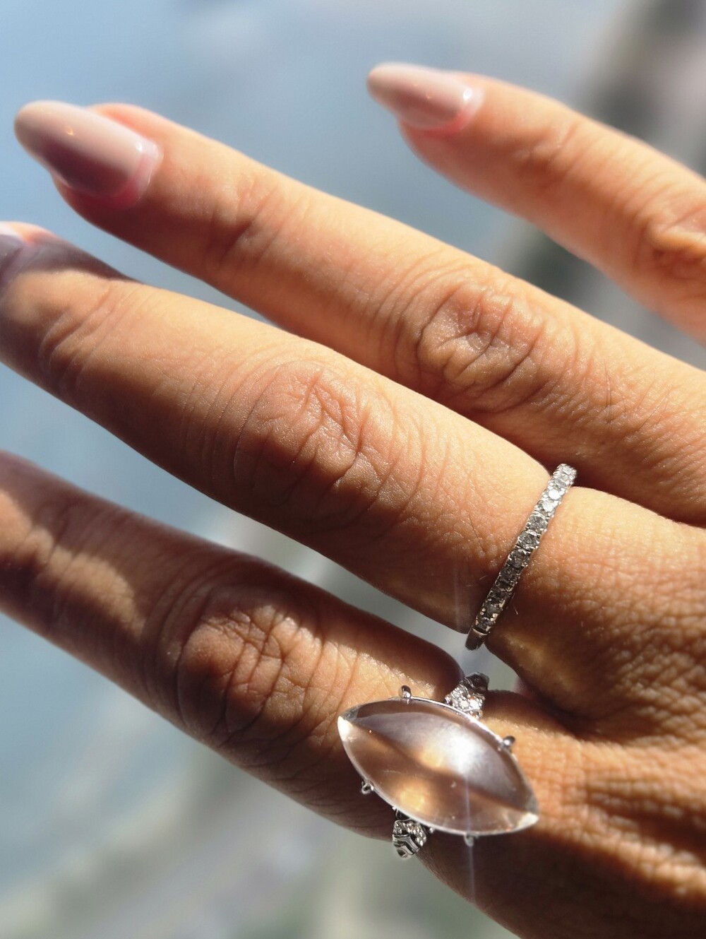 Clear Quartz Silver Plated Adjustable Band